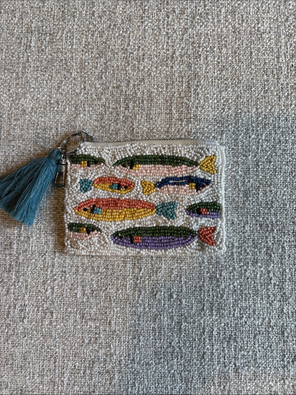 🐠Beaded Fish Coin Pouch with Teal Tassel